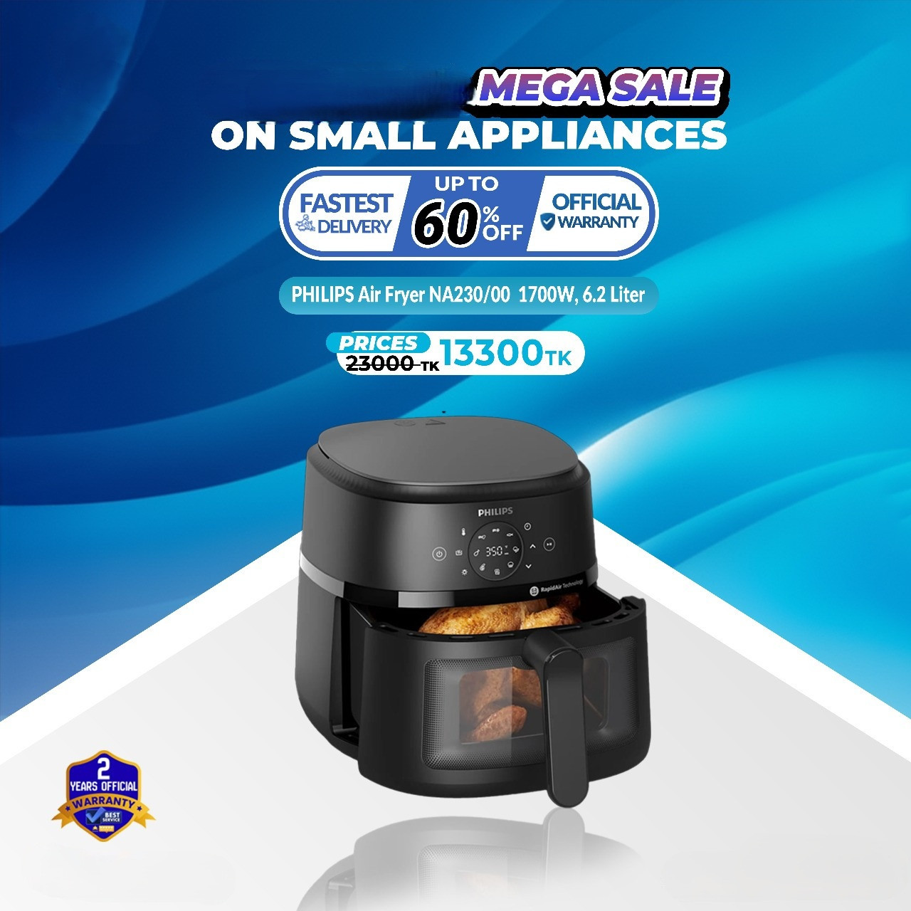 Philips NA230/00 Airfryer 2000 Series with 1700w Cooking Window