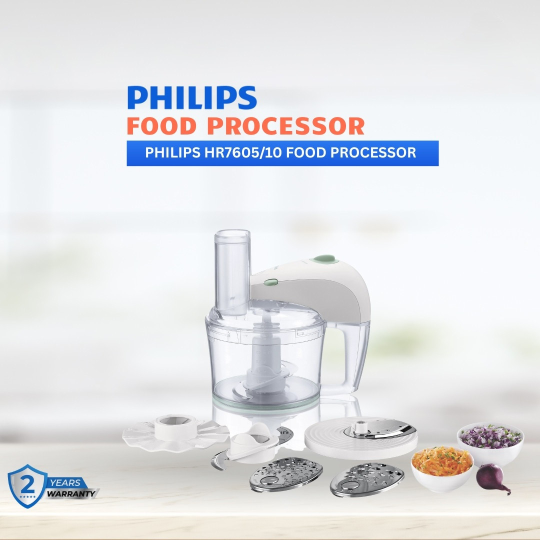 Philips Daily Collection Food Processor (HR7605/10) – 350W, 1.5L Bowl, Compact Design