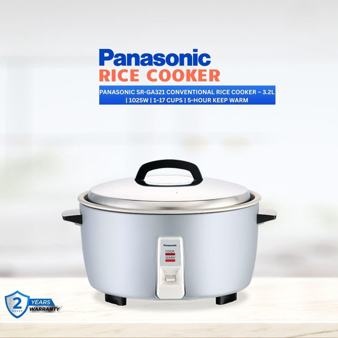 Panasonic SR-GA321 Conventional Rice Cooker – 3.2L | 1025W | 1–17 Cups | 5-Hour Keep Warm